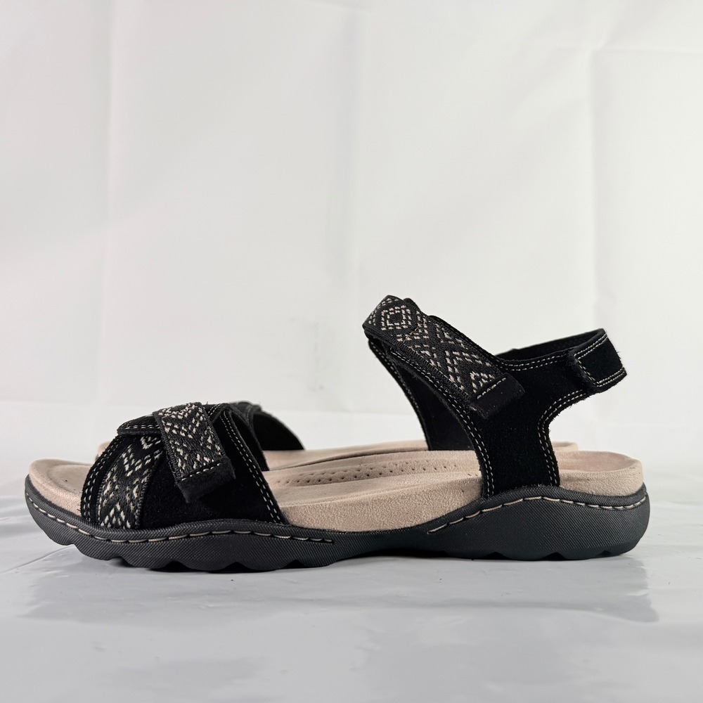 Clarks Amanda Sprint Women's Sandals 8 M Black Suede Adjustable New in Box